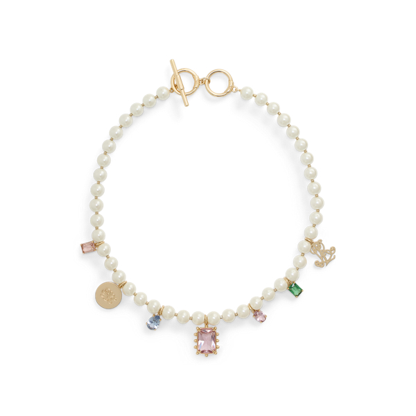 Gold / Multi Collier perles de verre et breloques Lauren 1