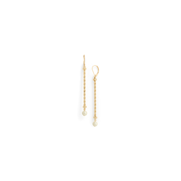 Gold-Plated Bezel-Charm Drop Earrings