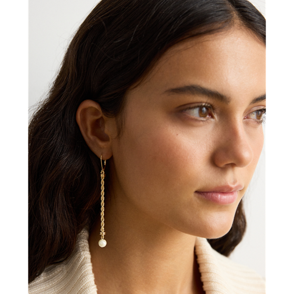 Gold-Plated Bezel-Charm Drop Earrings
