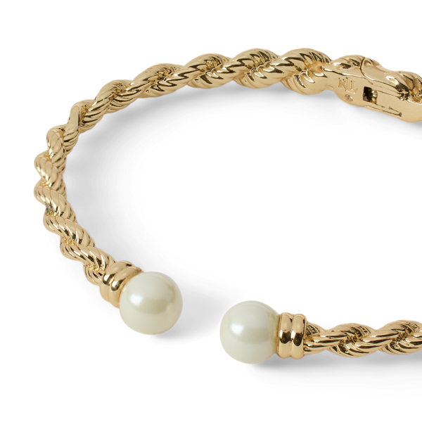 Gold-Plated Faux-Pearl Rope Bangle