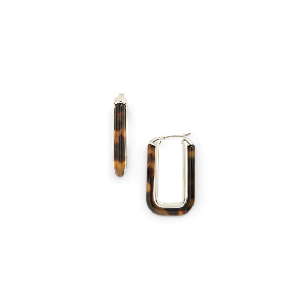 Tortoiseshell Rectangular Hoop Earrings