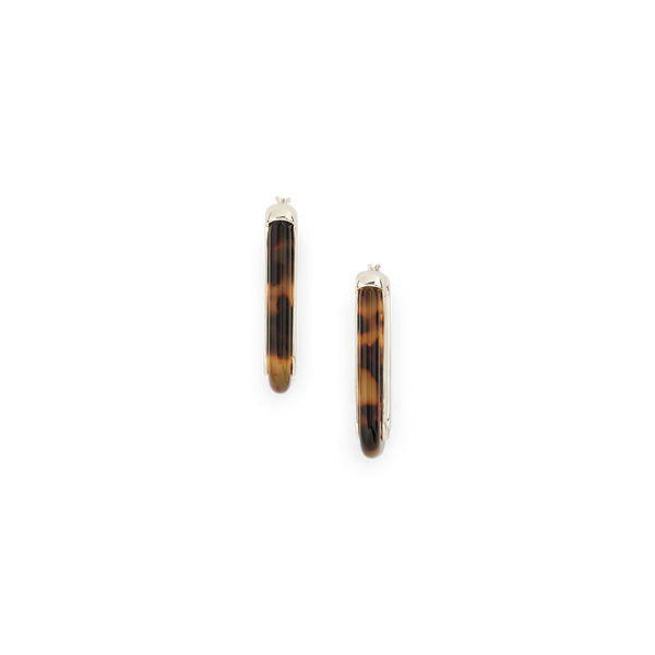 Tortoiseshell Rectangular Hoop Earrings
