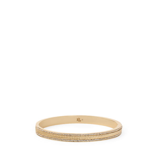 Pav&eacute; Gold-Plated Herringbone Bangle