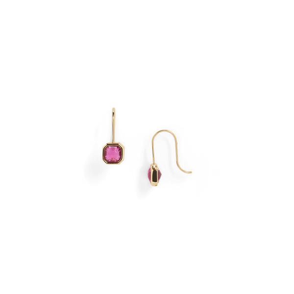 Gold-Plated Bezel-Stone Drop Earrings