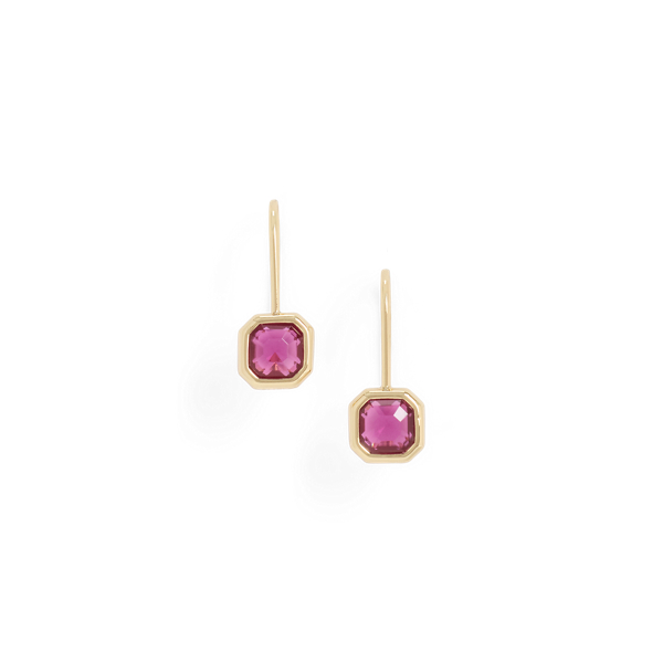Gold-Plated Bezel-Stone Drop Earrings