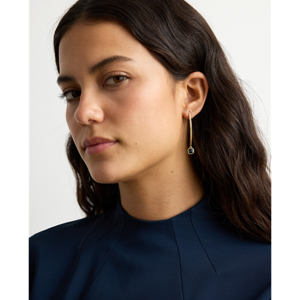 Gold-Plated Stone Threader Earrings