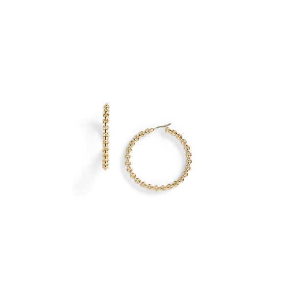 Gold-Plated Rolo-Link Hoop Earrings