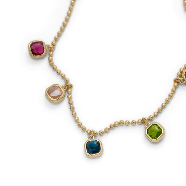 Gold-Plated Bezel Stone Station Bracelet