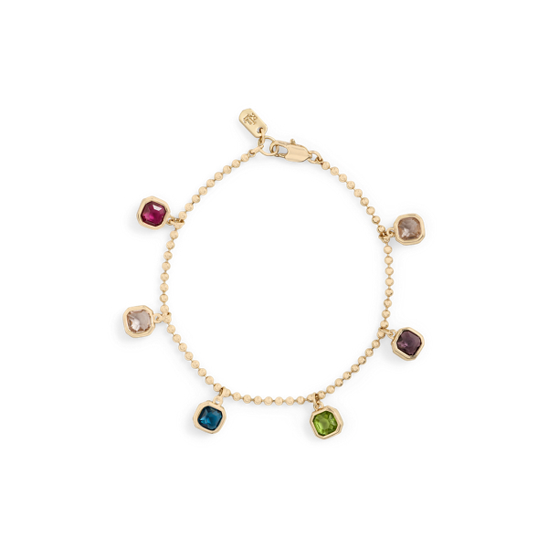 Gold-Plated Bezel Stone Station Bracelet