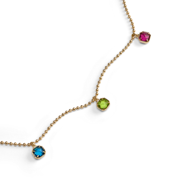 Collier plaqu&eacute; or serti de pierres