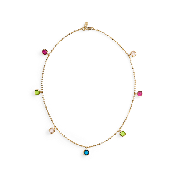 Collier plaqu&eacute; or serti de pierres