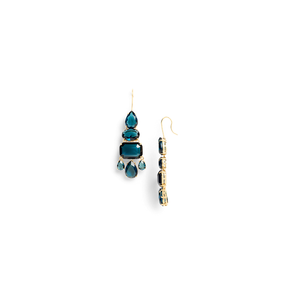 Gold-Plated Stone Chandelier Earrings