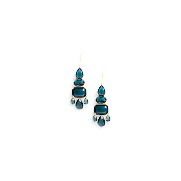 Gold-Plated Stone Chandelier Earrings