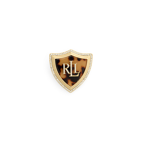 Gold-Plated Pav&eacute; Tortoiseshell Logo Pin