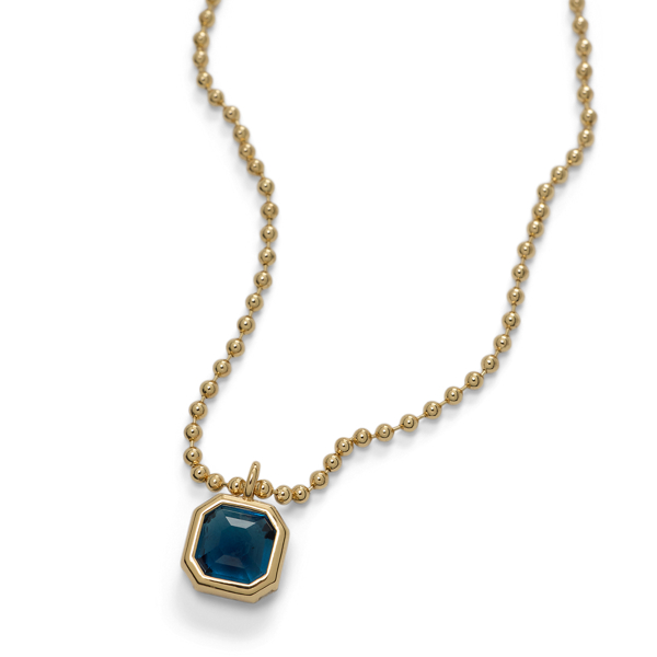 Gold-Plated Bezel Stone Pendant Necklace