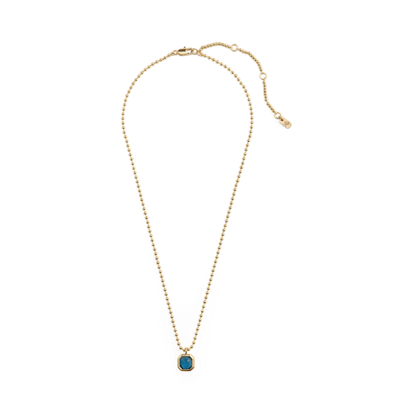 Gold-Plated Bezel Stone Pendant Necklace