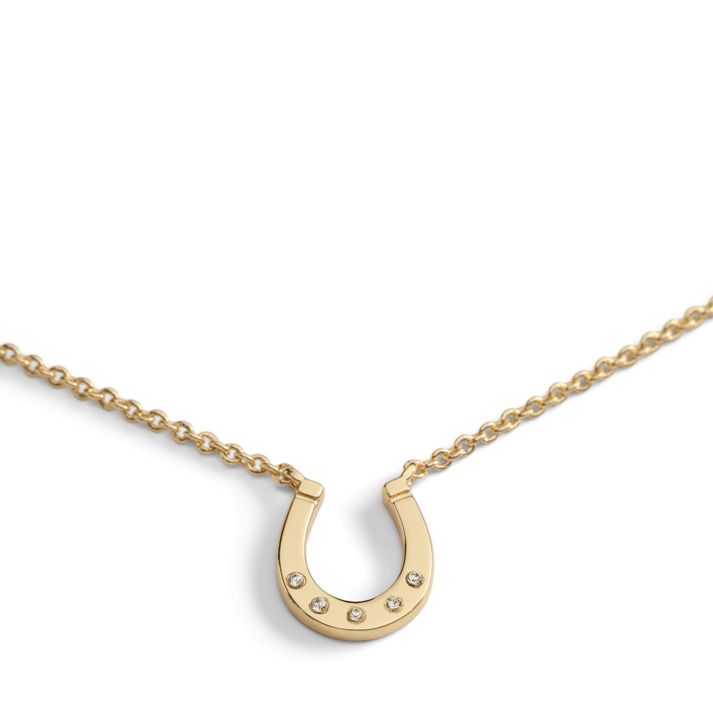 Женское колье Ralph Lauren Gold-Plated Pavé Horseshoe, цвет: Золотой / С кристаллами — фото 1