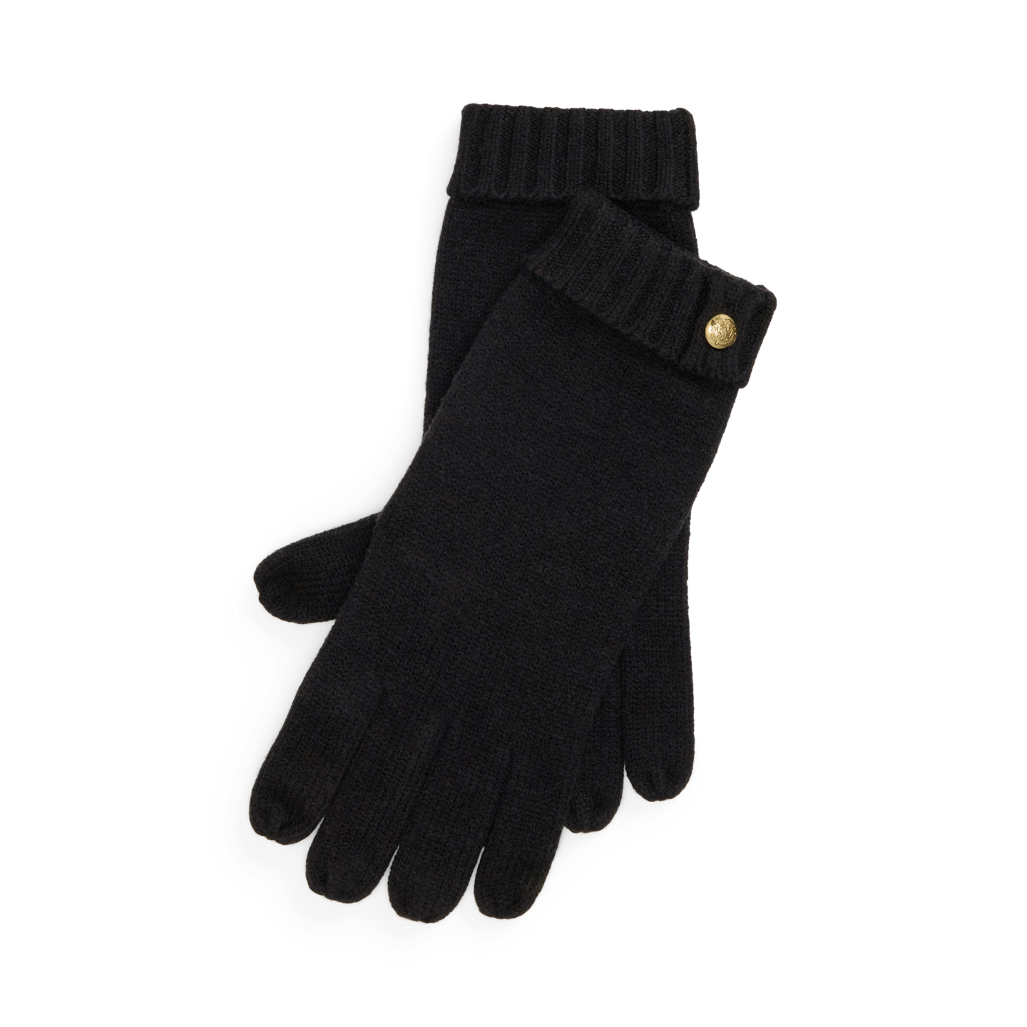 Женские перчатки Ralph Lauren Crest-Button-Trim Knit Gloves, цвет: Чёрный — фото 3