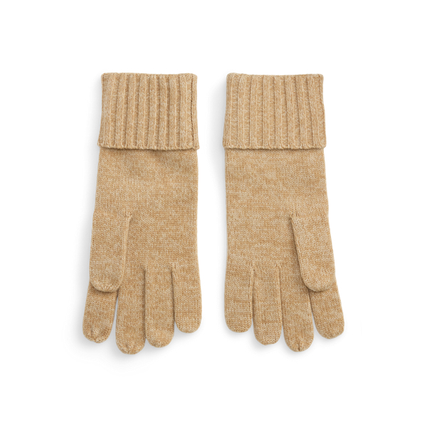 Crest-Button-Trim Knit Gloves
