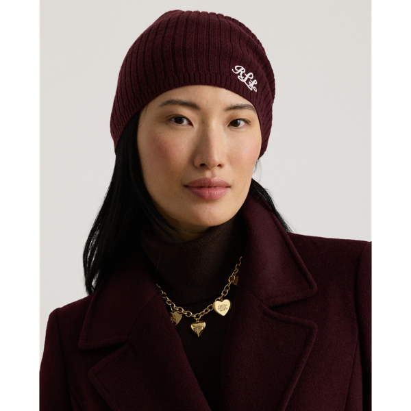 Embroidered-Logo Ribbed Cashmere Beanie
