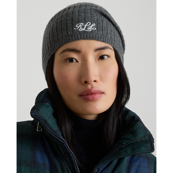 Embroidered-Logo Ribbed Cashmere Beanie