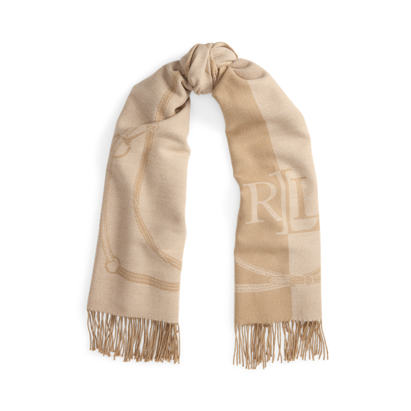 Belting-Motif & Logo Jacquard Wrap Scarf
