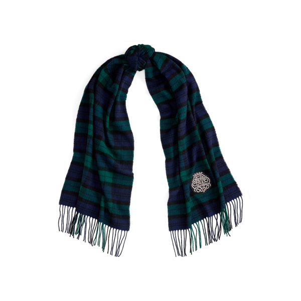 Black Watch Plaid Bullion Wool Scarf