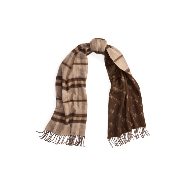Plaid & Logo Jacquard Reversible Scarf