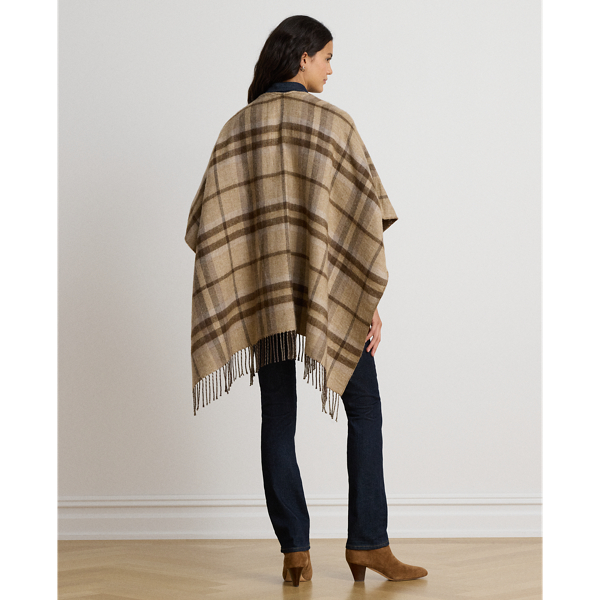 Poncho r&eacute;versible &eacute;cossais et jacquard