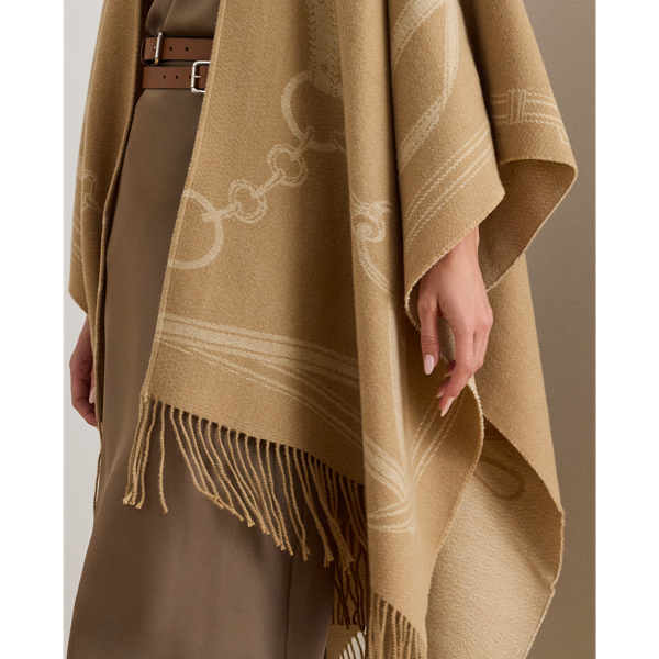 Logo & Belting-Motif Jacquard Ruana