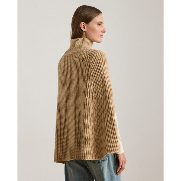 Rib-Knit Cotton-Blend Mockneck Cape