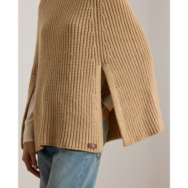 Rib-Knit Cotton-Blend Mockneck Cape
