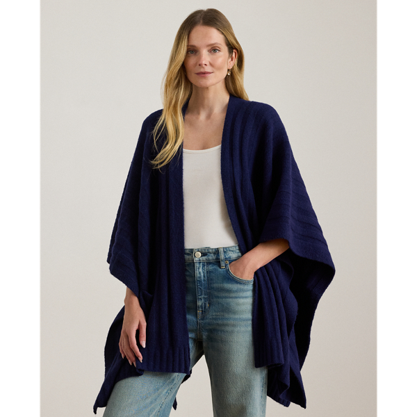 Navy Rib-Knit Ruana Lauren 4