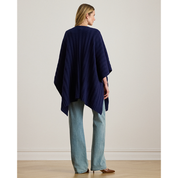 Navy Rib-Knit Ruana Lauren 5