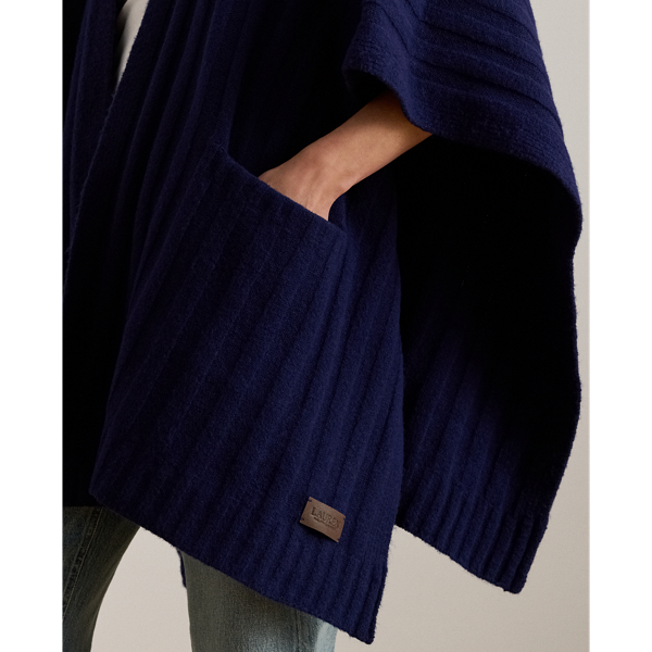 Navy Rib-Knit Ruana Lauren 6