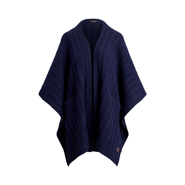 Navy Rib-Knit Ruana Lauren 2