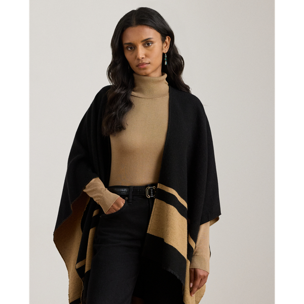 Two-Tone Crest Jacquard Ruana