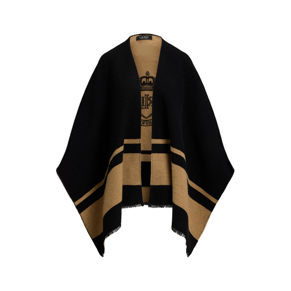 Two-Tone Crest Jacquard Ruana