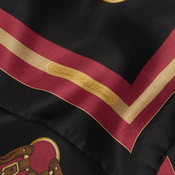 Equestrian-Motif Silk Square Scarf