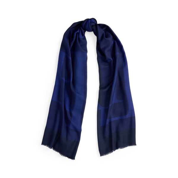 Logo Jacquard Wool Wrap Scarf Lauren 1