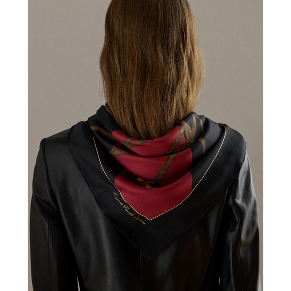 Ralph Red Belt Print Colour-Blocked Silk Scarf Lauren 3