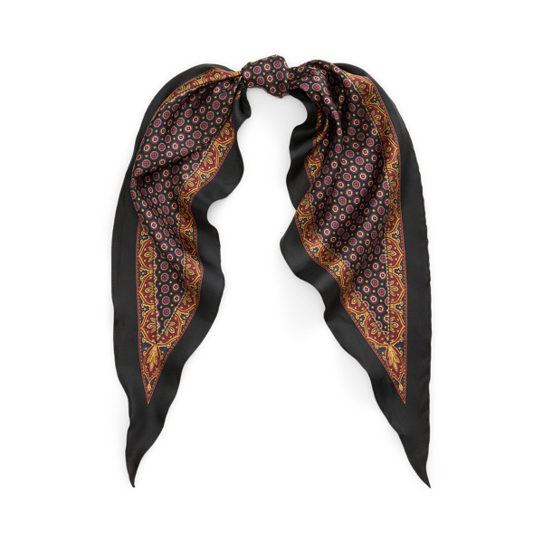 Geo-Print Logo Silk Diamond Scarf