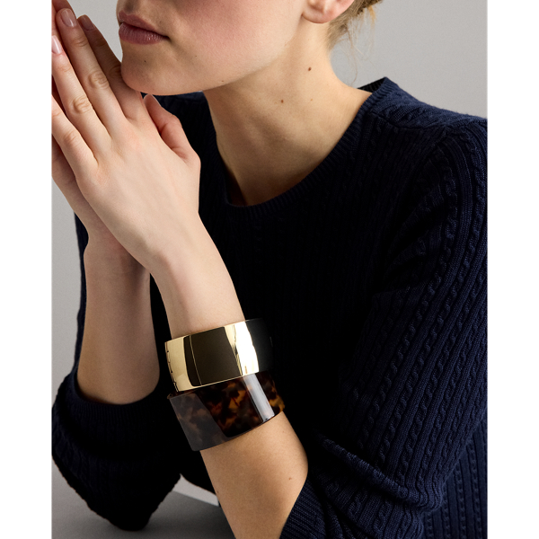 Brown Gold-Plated Tortoiseshell Cuff Bracelet Lauren 3