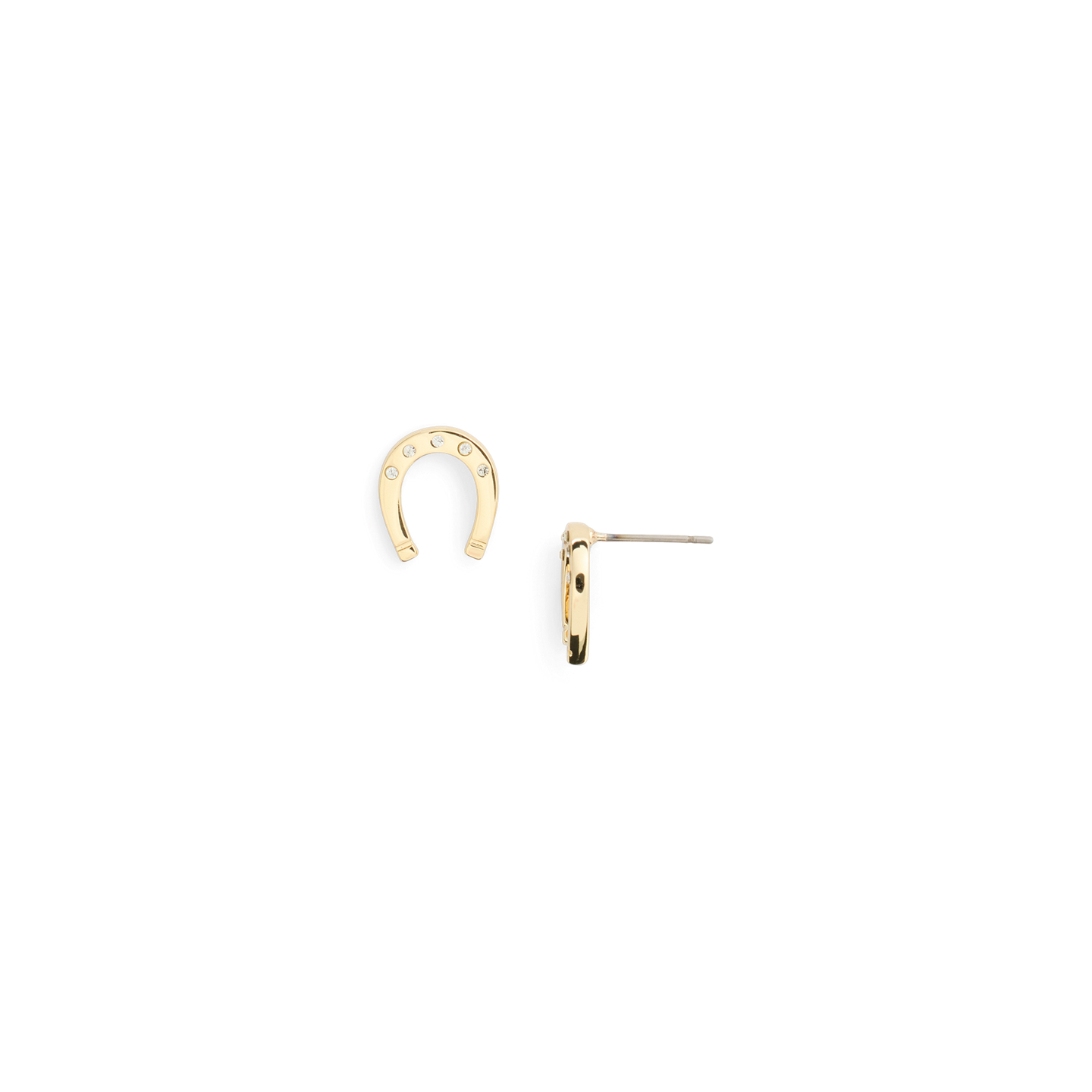 Серьги Ralph Lauren Gold-Plated Pavé Horseshoe, цвет: Золотой — фото 1