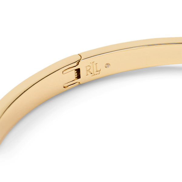 Gold/Green Gold-Plated Stone Hinge Bangle Lauren 2