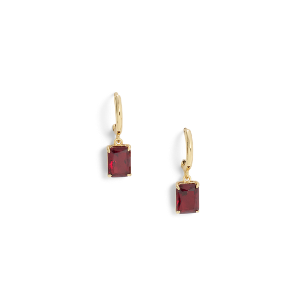 Gold-Plated Stone Drop Huggie Earrings Lauren 1