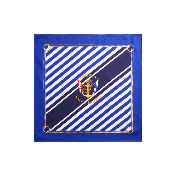 Gestreiftes Seidentuch mit Ankerwappen Lauren in Kreuzfahrt-Royal 2