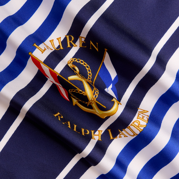 Gestreiftes Seidentuch mit Ankerwappen Lauren in Kreuzfahrt-Royal 3