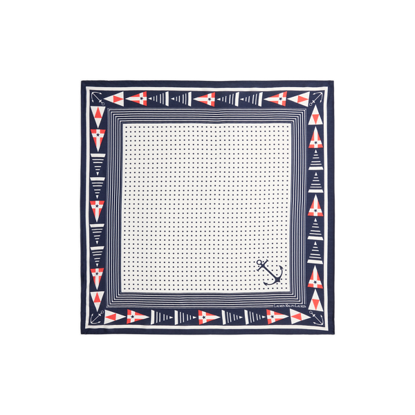Polka-Dot Flag-Print Square Scarf