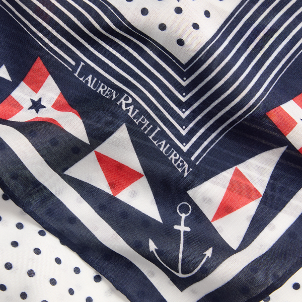 Polka-Dot Flag-Print Square Scarf